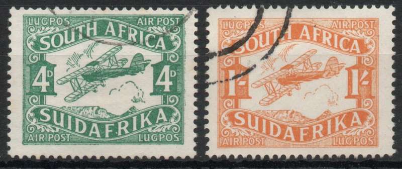 South Africa 1929 2nd Airmail issue set of 2 very fine used. SACC 40-41. Cat R220. (2023-25)