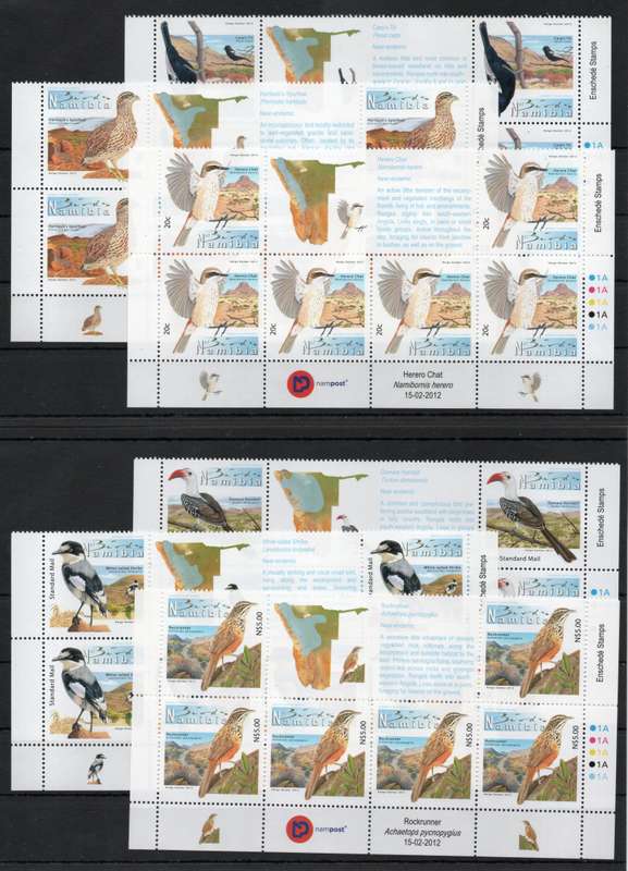 Namibia 2012 Birds 5th Definitive set of 12 in control blocks of 6 umm SACC 743-754 Cat R1656 (2025)