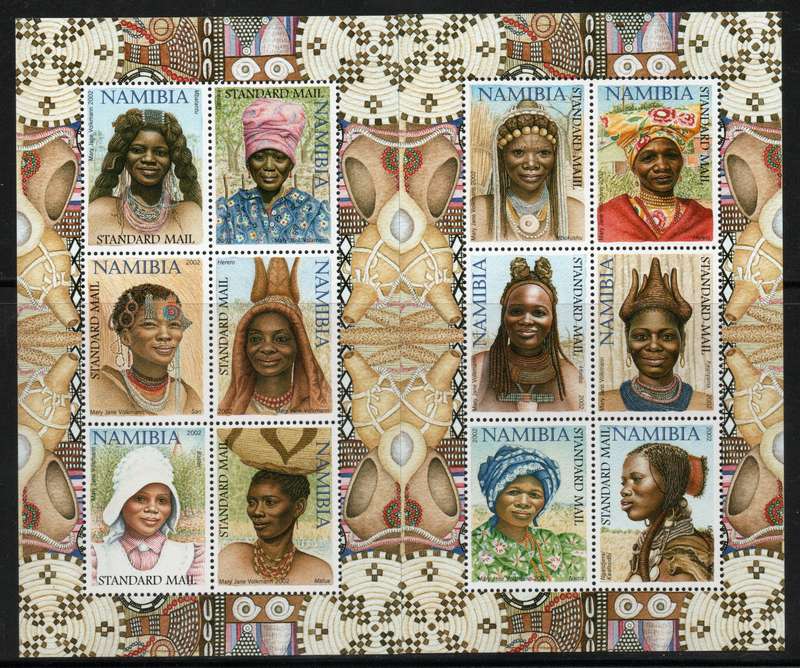 Namibia 2002 Traditional Women of Namibia set of 2 sheets of 6 umm. SACC 389a-390a. Cat R170 (2025)