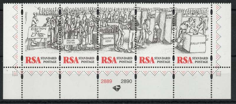 South Africa 1997 Freedom Day set/strip of 5 unmounted mint. SACC 1014-1018. Cat R75 (2023-25)