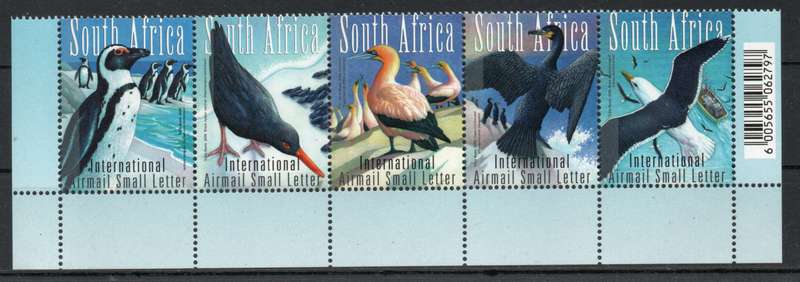 South Africa 2009 South African Sea & Coastal Birds strip of 5 umm. SACC 1962-66. Cat R250 (2023-25)