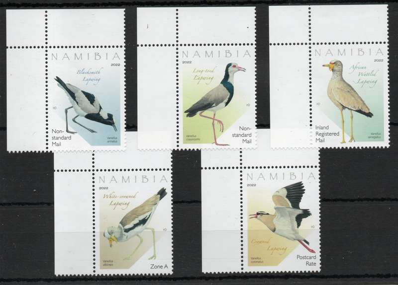 Namibia 2022 Lapwings of Namibia set of 4 unmounted mint. SACC 947-951. Cat R154 (2023-25)