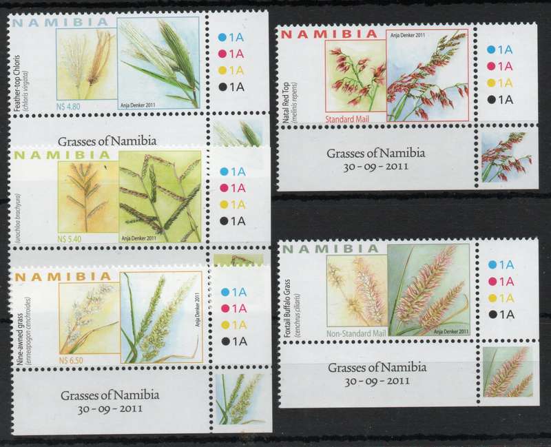 Namibia 2011 Grasses of Namibia marginal corner set of 5 unmtd mint. SACC 738-742. Cat R67 (2025)
