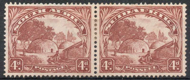 South Africa 1930-45 Defin 4d pair reddish-brown inverted wmk mounted mint SACC 47a. Cat R600 (2025)