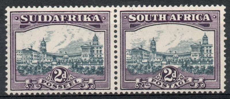 South Africa 1930-45 Definitive 2d pair upright wmk unmounted mint. SACC 44. Cat R1000 (2025)
