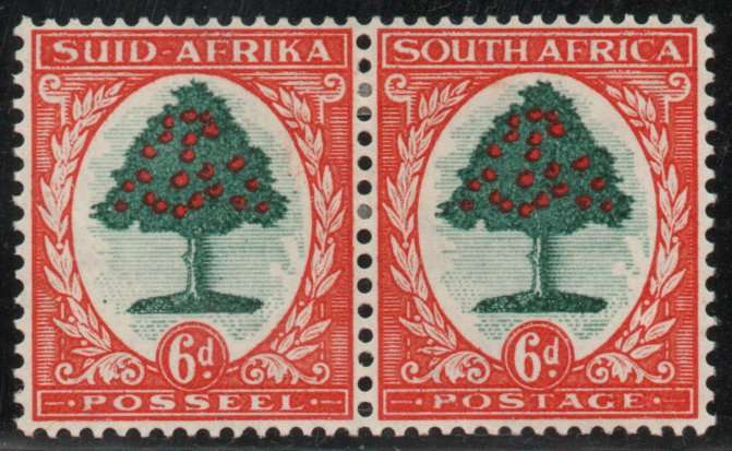 South Africa 1933-48 Definitive 6d (faint background) lightly mounted mint. SACC 60. Cat R550 (2025)