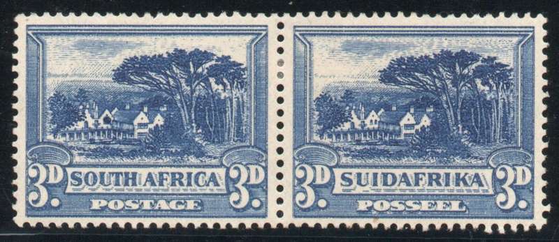 South Africa 1930-45 Defin 3d blue pair inv wmk with shuttered window var. SACC 46a Cat R1500 (2025)