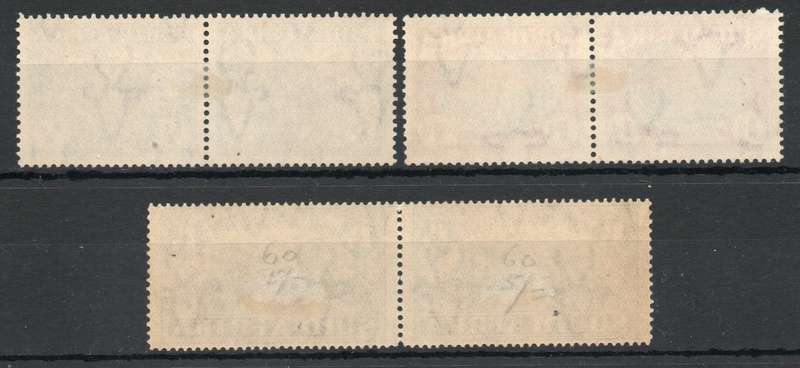 South Africa 1939 250th Anniv of Huguenot landing set of 3 pairs lmm. SACC 81-83. Cat R1100 (2025)