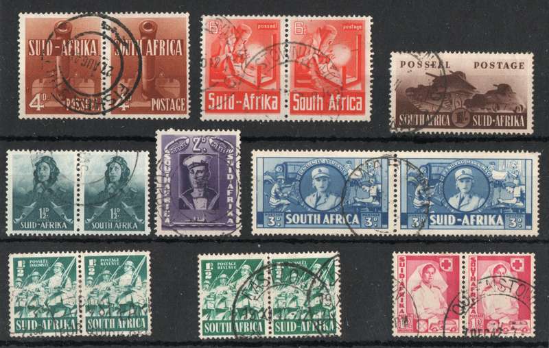 South Africa 1941-42 Large War set of 8 units very fine used. (Extra ½d shade) Cat R1224 (2025)