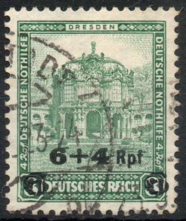 Germany 1932 Welfare Fund 6 + 4pf on 8 + 4pf green very fine used. SG 476. Cat £13,50 (2013)