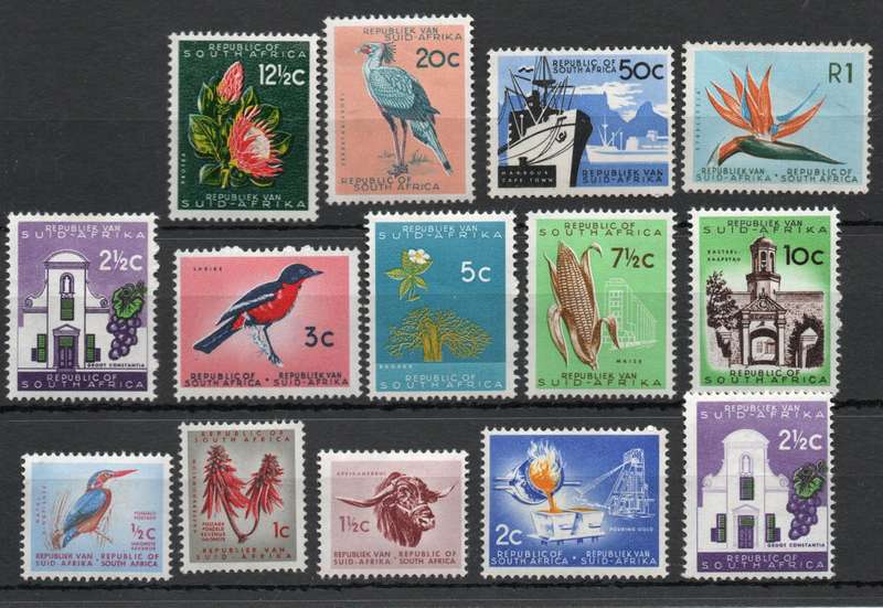 South Africa 1961 Definitive set of 13 plus add 2½c unmounted mint. SACC 197-209 + 201a. Cat R1128.