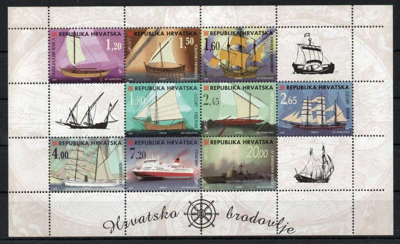 Croatia 1998 Croatian ships sheet of 9 unmounted mint. SG 554-562. Cat £19,45. (2013)