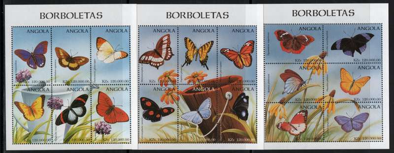Angola 1998 Butterflies set of 18 unmounted mint. SG 1265-1282. Cat £28,80. (2013)