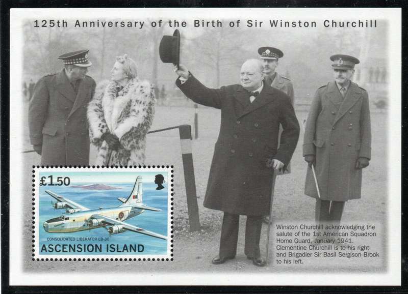 Ascension 1999 "125th Anniv birth of Winston Churchill" mini sheet umm. SG MS 764. Cat £11 (2013)
