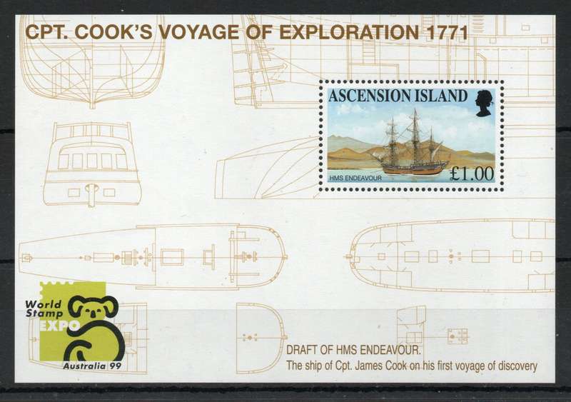 Ascension Islands 1999 Sailing Ships Capt Cook's 1771 Voyage mini sheet umm. SG MS769. Cat £3 (2013)