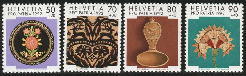 Switzerland 1992 Pro Patria set of 4 unmounted mint. SG 1246-1249. Cat £8,25 (2013)