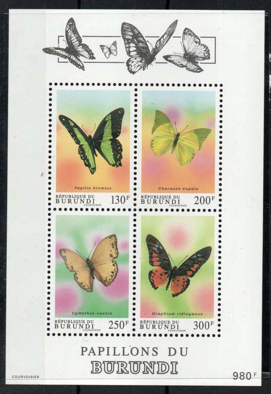 Burundi 1993 Butterflies Mini Sheet unmounted mint. SG MS 1565. Cat £10 (2013)