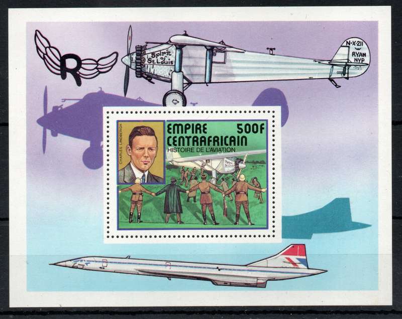 Central African Empire 1977 History of Aviation mini sheet unmounted mint. SG MS 520. Cat £5 (2013)