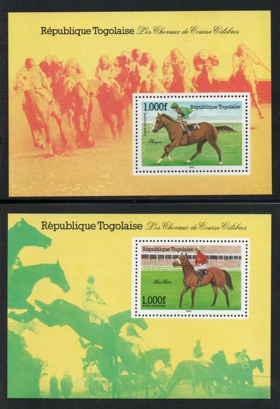 Togo 1985 Race Horses 2 mini sheets unmounted mint. SG MS 1784. Cat £11 (2013)