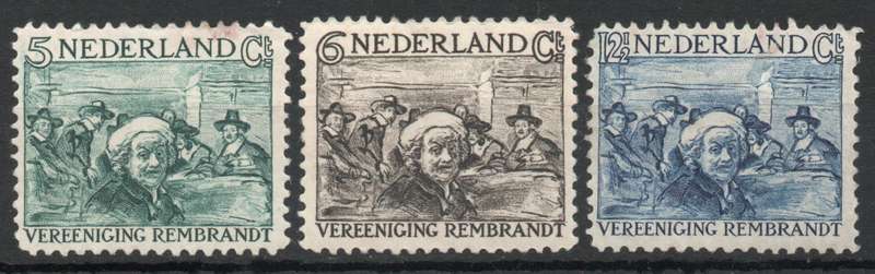 Netherlands 1930 Rembrandt Society set of 3 mounted mint. SG 385-387. Cat £34,75 (2012)