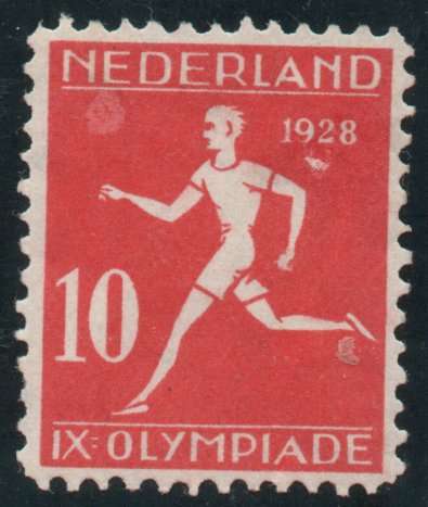 Netherlands 1928 Olympic Games Amsterdam 10c + 2c red mounted mint. SG 368. Cat £10,50 (2012)