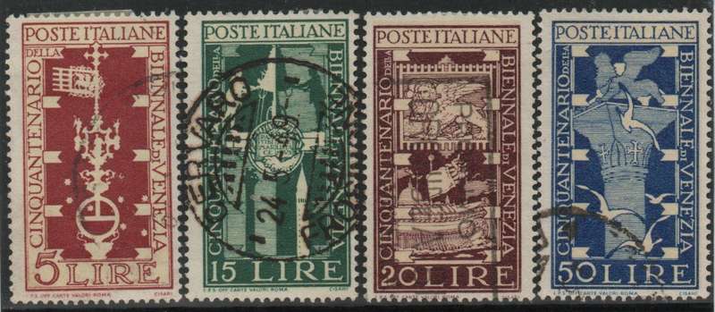 Italy 1949 "25th Biennial Art Exhibition Venice" set of 4 very fine used. SG 721-24. Cat £6,05(2013)