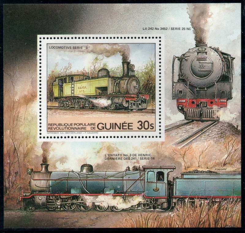 Guinea 1984 Trains (steam locomotives) mini sheet unmounted mint. SG MS 1142. Cat £5,50 (2013)