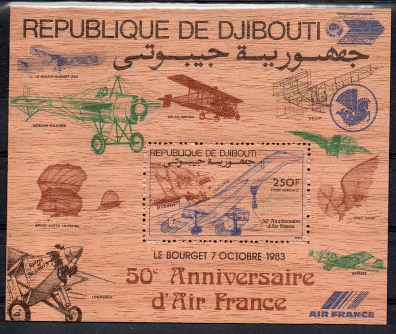 Djibouti 1983 Air France 50th Anniversary (Airplane) m/s unmounted mint. SG MS 945. Cat £27 (2013)