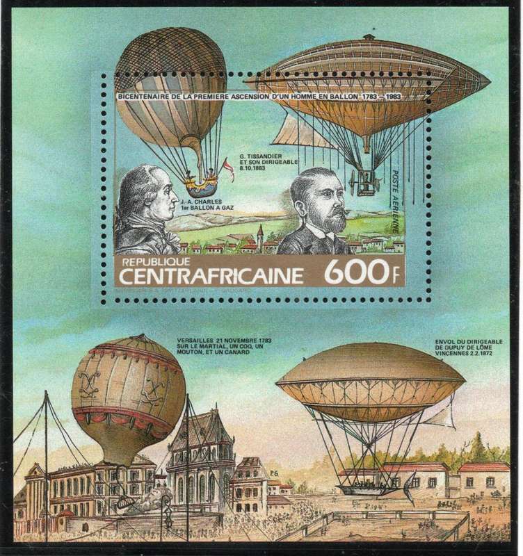 Central African Republic 1983 Bicent Manned Flight (Hot air balloon) MS umm SG MS 969 Cat £6 (2013)