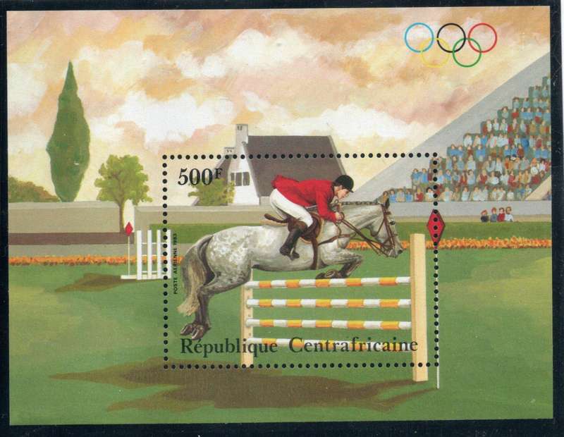 Central African Republic 1983 Horse Jumping mini sheet unmounted mint. SG MS 957. Cat £5,75 (2013)
