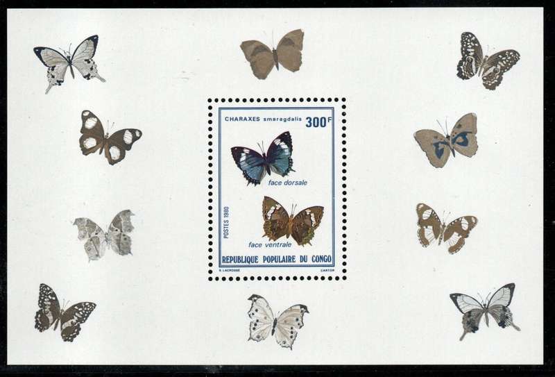 Congo (Brazzaville) 1980 Butterflies mini sheet unmounted mint. SG MS 746. Cat £15 (2013)