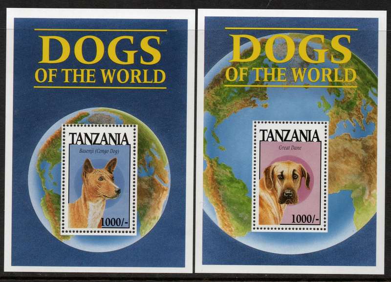 Tanzania 1994 Dogs 2 mini sheets unmounted mint. SG MS 1891. Cat £10 (2013)