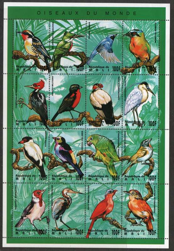 Mali 1995 Birds sheet of 16 unmounted mint. SG 1398-1413. Cat £8,80 (2013)