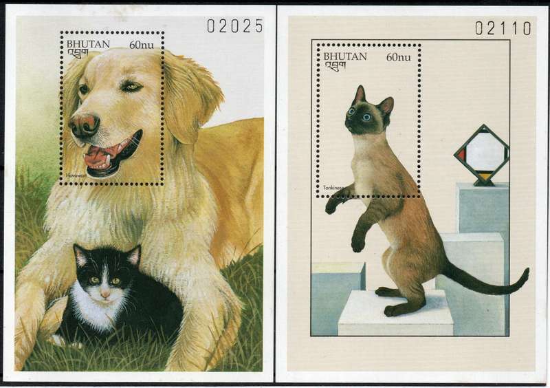 Bhutan 1997 Cats & Dogs mini sheets unmounted mint. SG MS 1224. Cat £6,75 (2013)