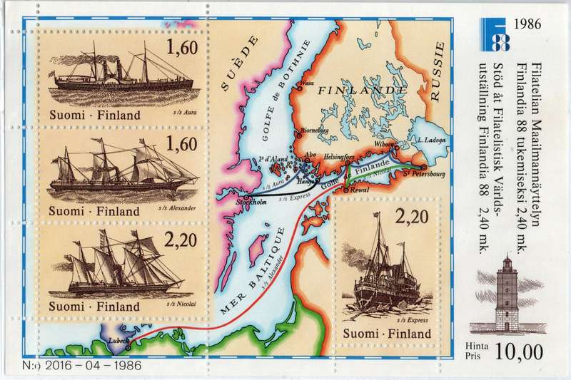 Finland 1986 Ships mini sheet of 4 unmounted mint. SG MS 1107. Cat £9 (2013)