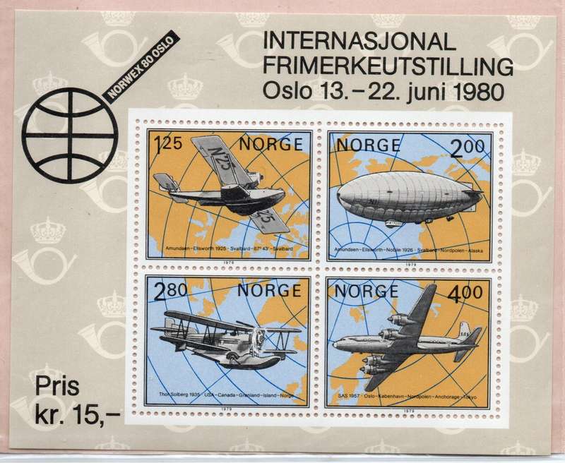 Norway 1980 Aircraft mini sheet unmounted mint. SG MS 847. Cat £4,75 (2013)