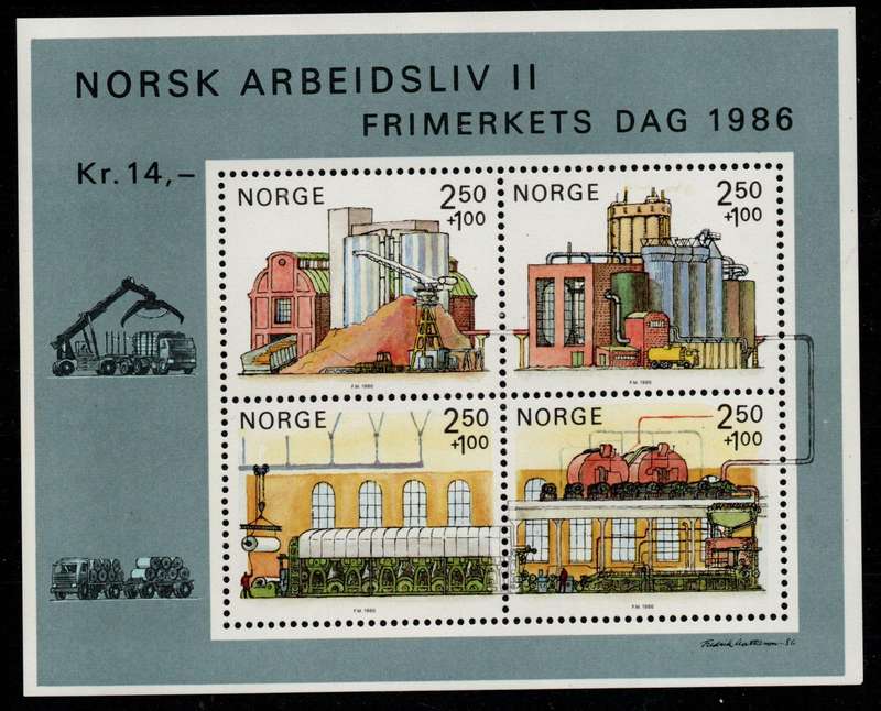 Norway 1986 Stamp Day "Working Life" mini sheet umm. SG MS 989. Cat £7,25 (2013)