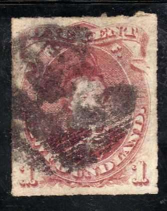 Newfoundland 1877 1c lake purple rouletted good used. SG 40. Cat £40 (2022)