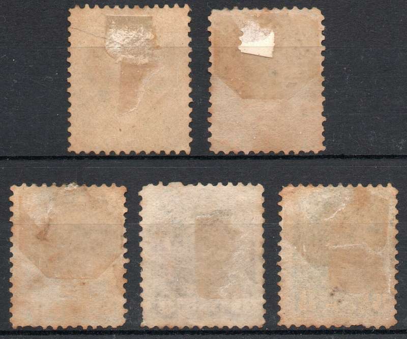 Canada 1893 QV 8c different shades fine - very fine used 5 stamps. SG 117-120. Cat £70 (2022)