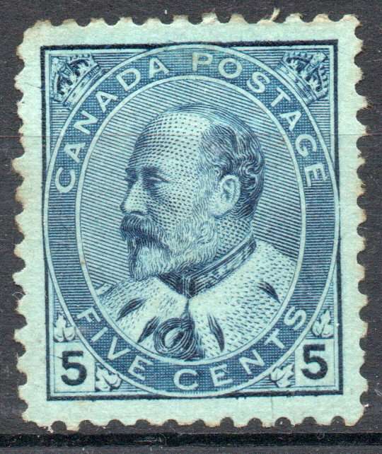 Canada 1903-12 KEVII 5c blue mint no gum. SG 178. Cat £90 (2022)