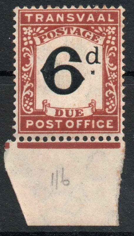 Transvaal 1907 Postage Due 6d mounted mint. SACC 6. Cat R130. (2023-25)