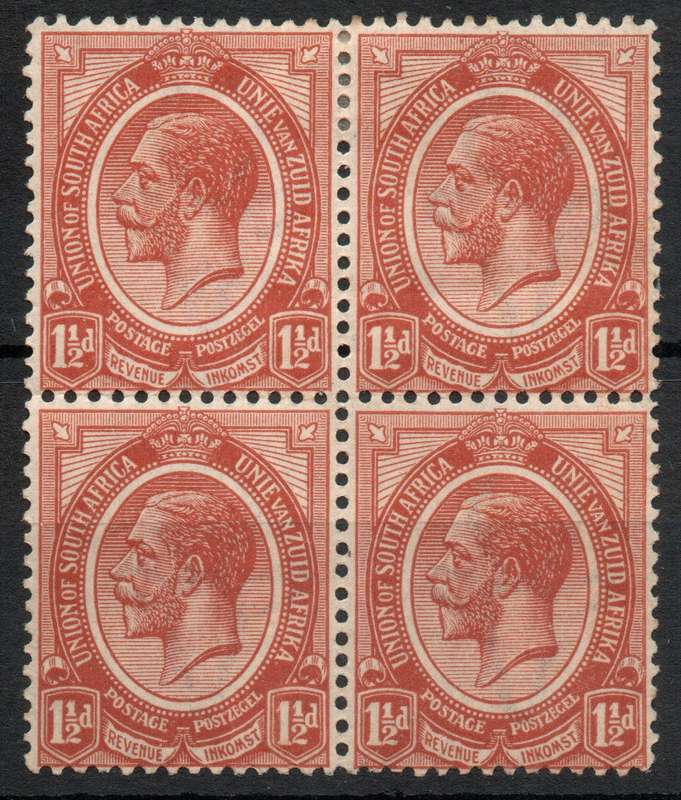 South Africa 1913 KGV 1½d block of 4 mint. SACC 4. Cat R18. (2023-25)