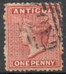Antigua 1872 QEII 1d lake perf 12½ fine used. SG 13. Cat £17 (2022)