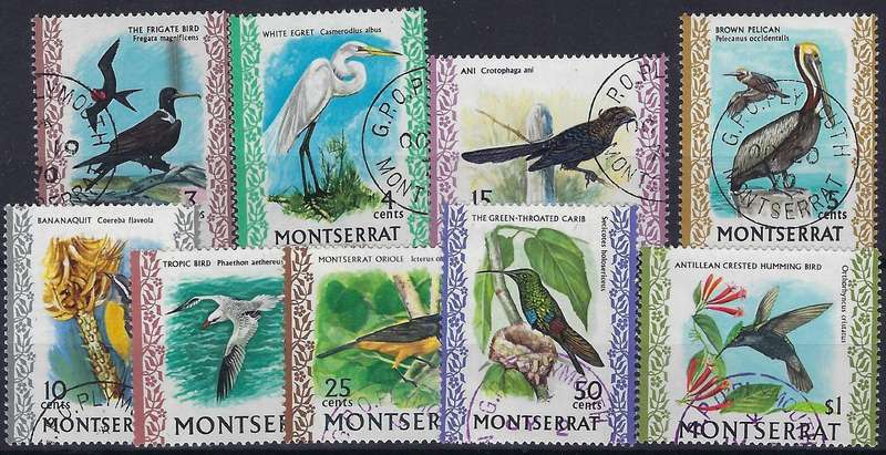 MONTSERRAT 1970 part set 3c-$1, birds SG244-252