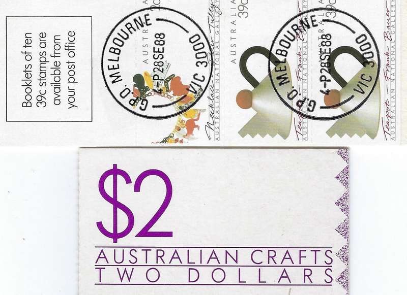 AUSTRALIA 1986 mini booklet 80c and $2 mm australian craft SG1158 and 1160