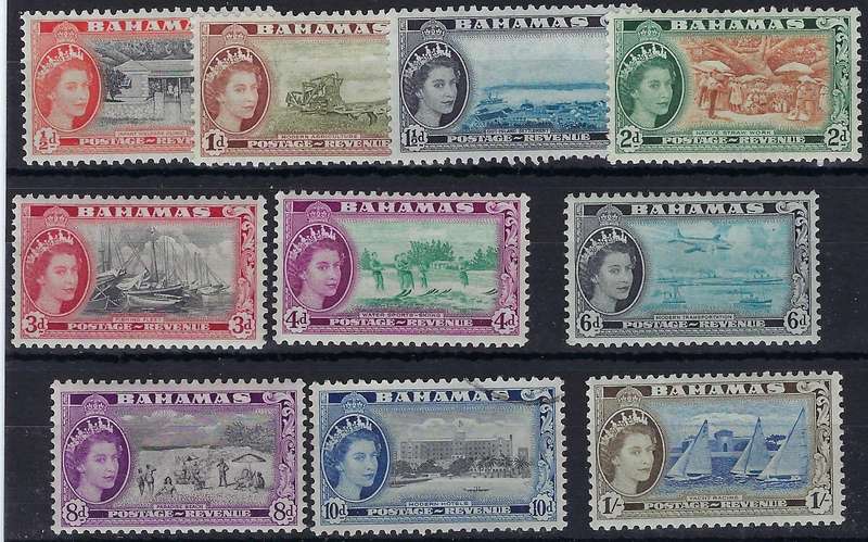 BAHAMAS 1954  1/2d-1s, part set, SG 201/206 and SG 208/211 MM