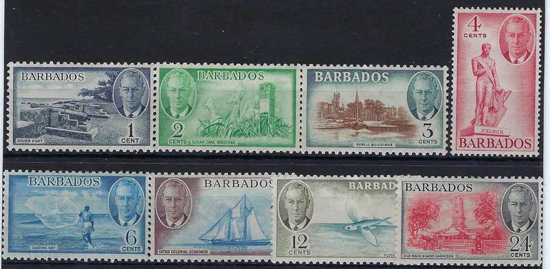 BARBADOS 1950 1c-24c,  SG 271-278, MM