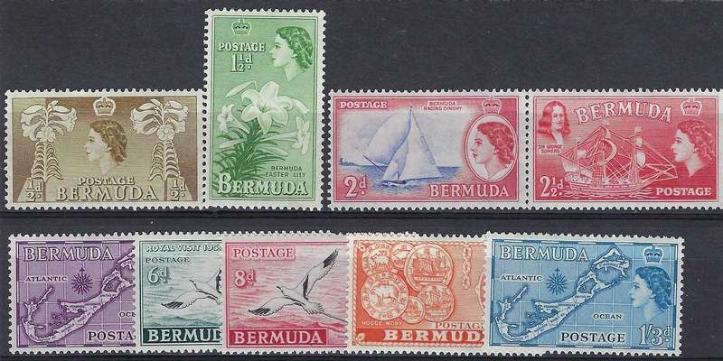 BERMUDA 1953 1/2d-1s3d,  part set, SG 135a-145, 156  MM