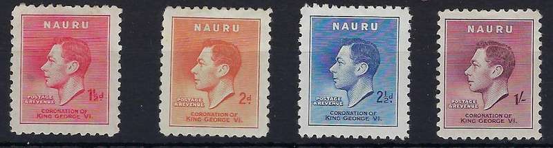 NAURU 1937 coronation of king george VI, 1 1/2d-1s,  SG 44/47  full set, MM