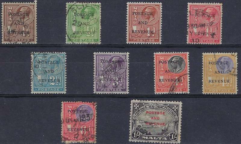 MALTA 1928  , 1/4d-1s, used part set, SG 174-203, King George V